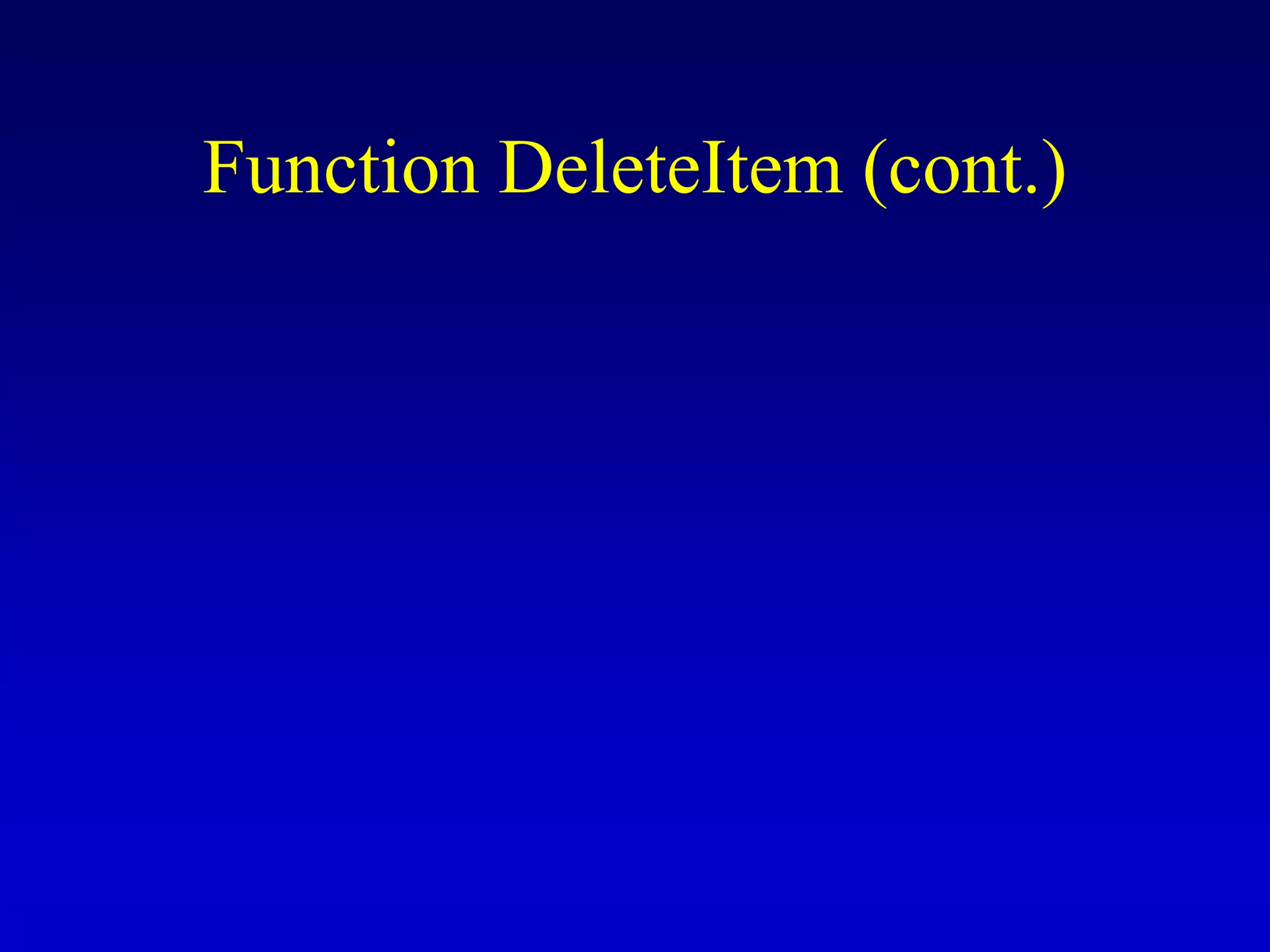 Function DeleteItem (cont.)
 