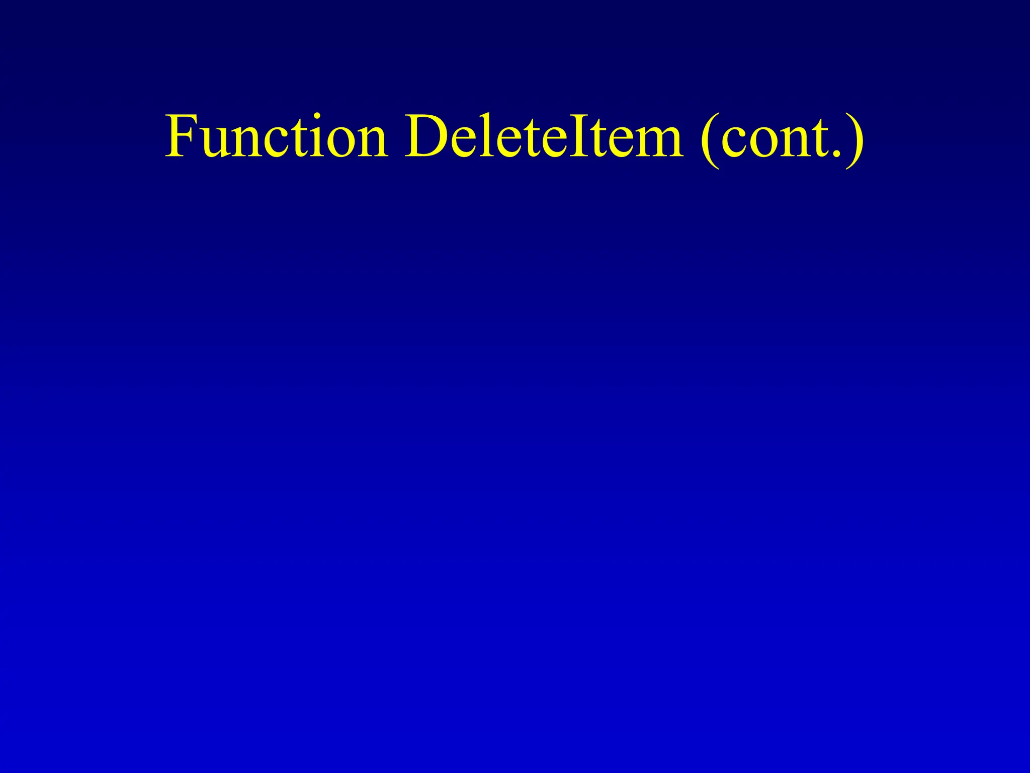 Function DeleteItem (cont.) 