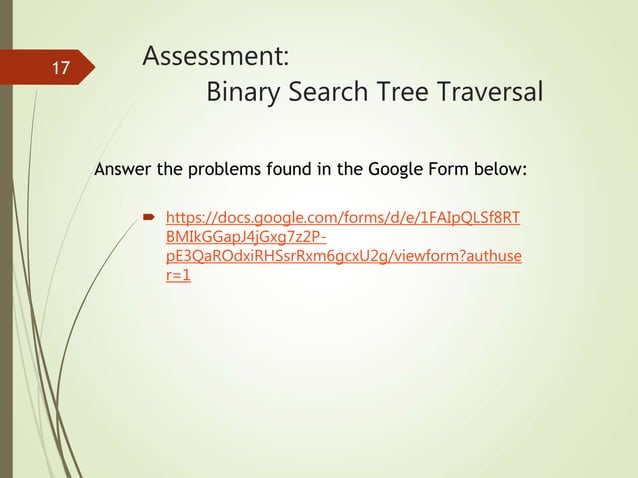 Binary Search Tree Traversal.ppt | Programming Languages | Computing