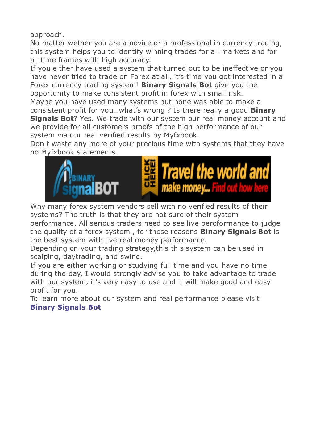 Binary signal bot