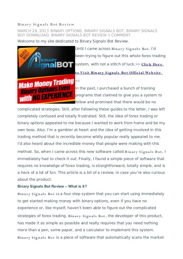 My binary options signals review
