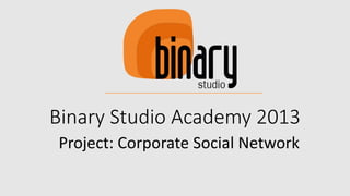 Binary Studio Academy 2013
Project: Corporate Social Network
 