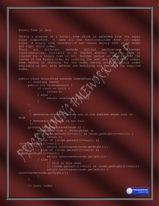 Binary tree in java | PDF