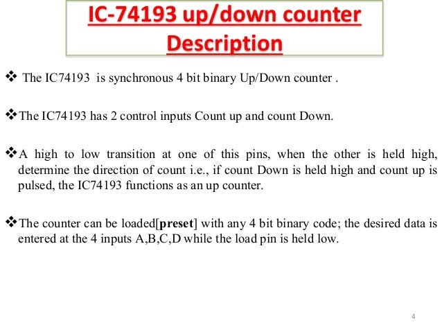 Binary Up And Down Counter Using Ic 74193