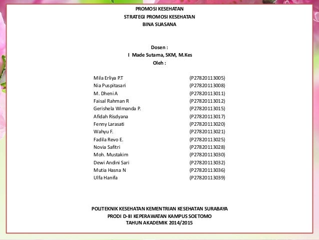 Makalah Promosi Kesehatan Bina Suasana