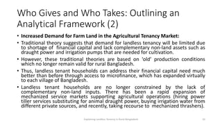 Migration, Microfinance and Mechanized Service Market: Explaining the Puzzle of Landless Tenancy in Rural Bangladesh