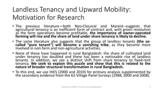 Migration, Microfinance and Mechanized Service Market: Explaining the Puzzle of Landless Tenancy in Rural Bangladesh