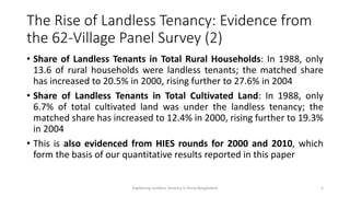 Migration, Microfinance and Mechanized Service Market: Explaining the Puzzle of Landless Tenancy in Rural Bangladesh