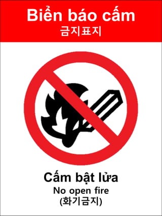 Biển báo cấm
금지표지
Cấm bật lửa
No open fire
(화기금지)
 