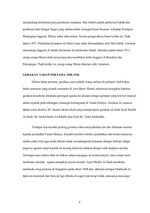 Bincangkan Gerakan Gerakan Politik Di Malaysia Sebelum Perang Dunia