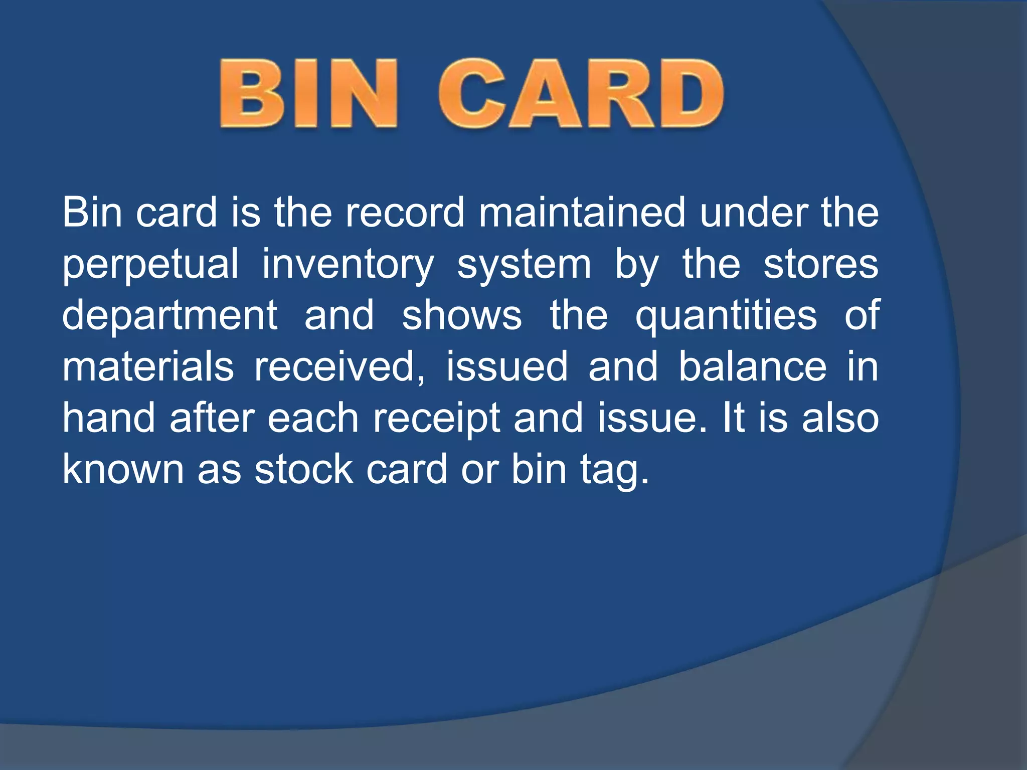 Bin card PPT
