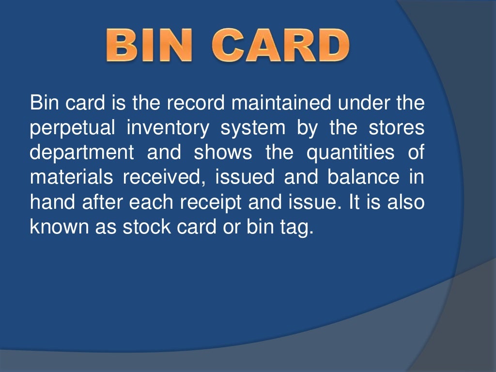 Bin card