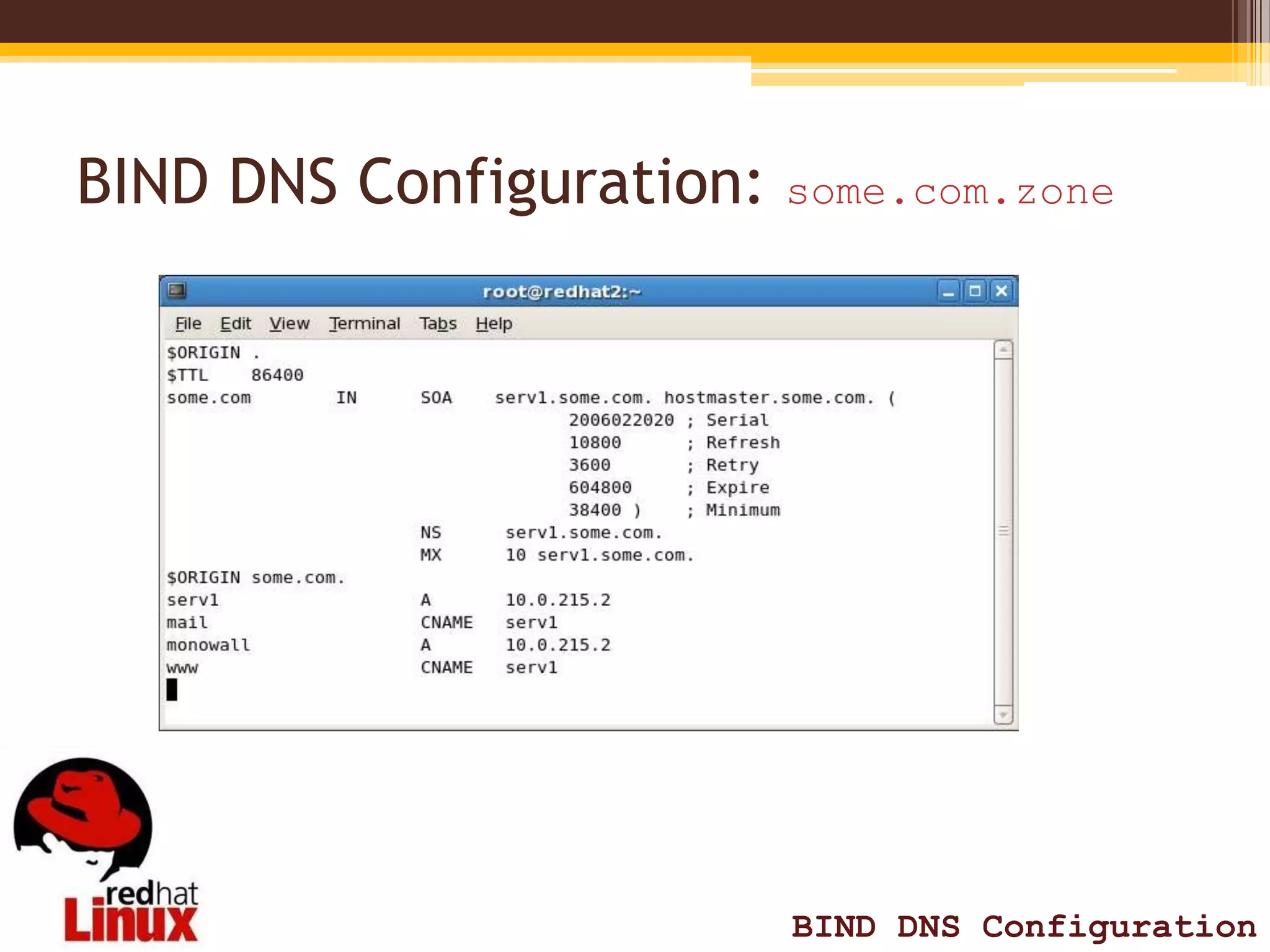 BIND DNS Configuration: some.com.zone




                         BIND DNS Configuration
 