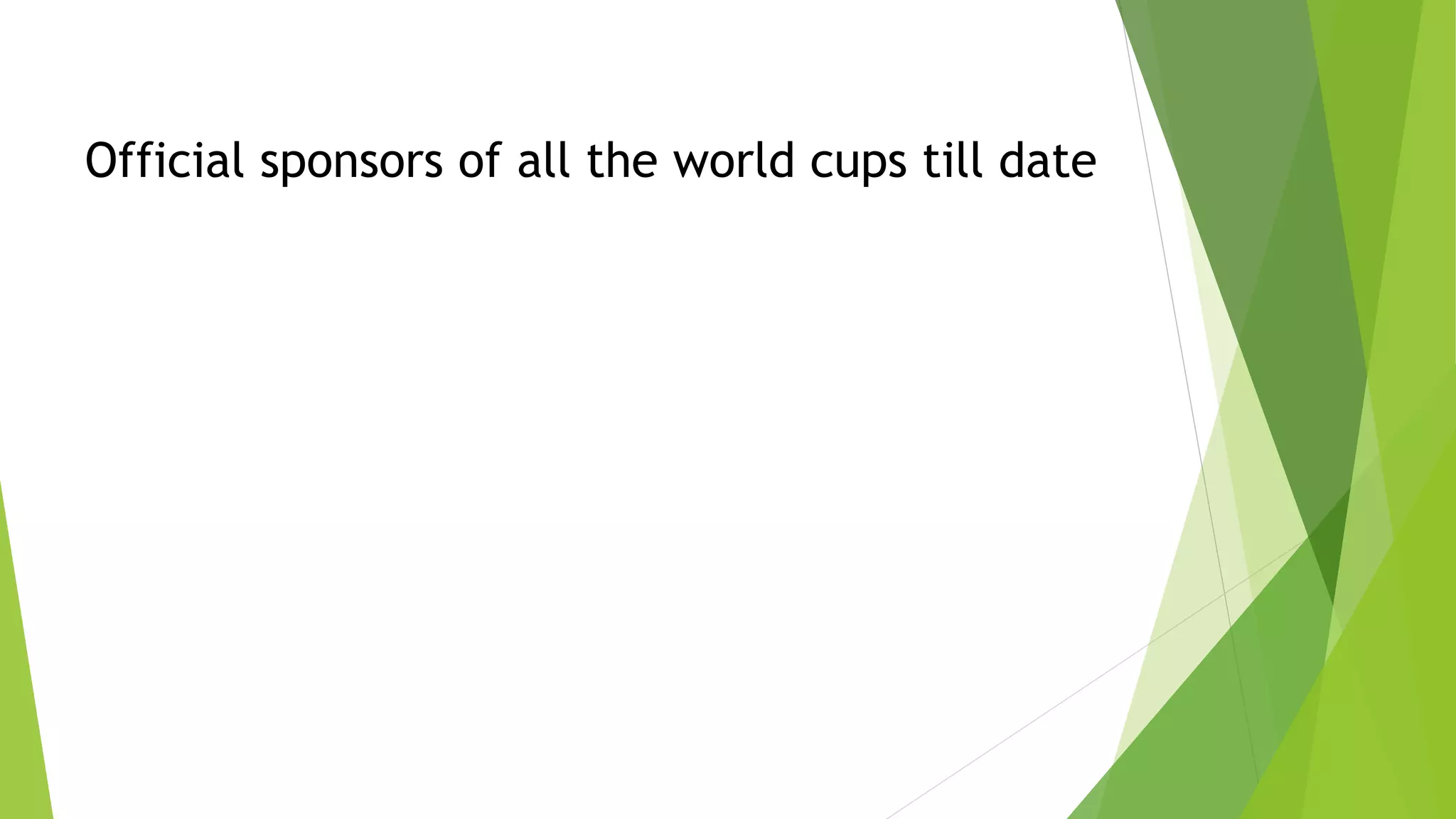 Official sponsors of all the world cups till date
 
