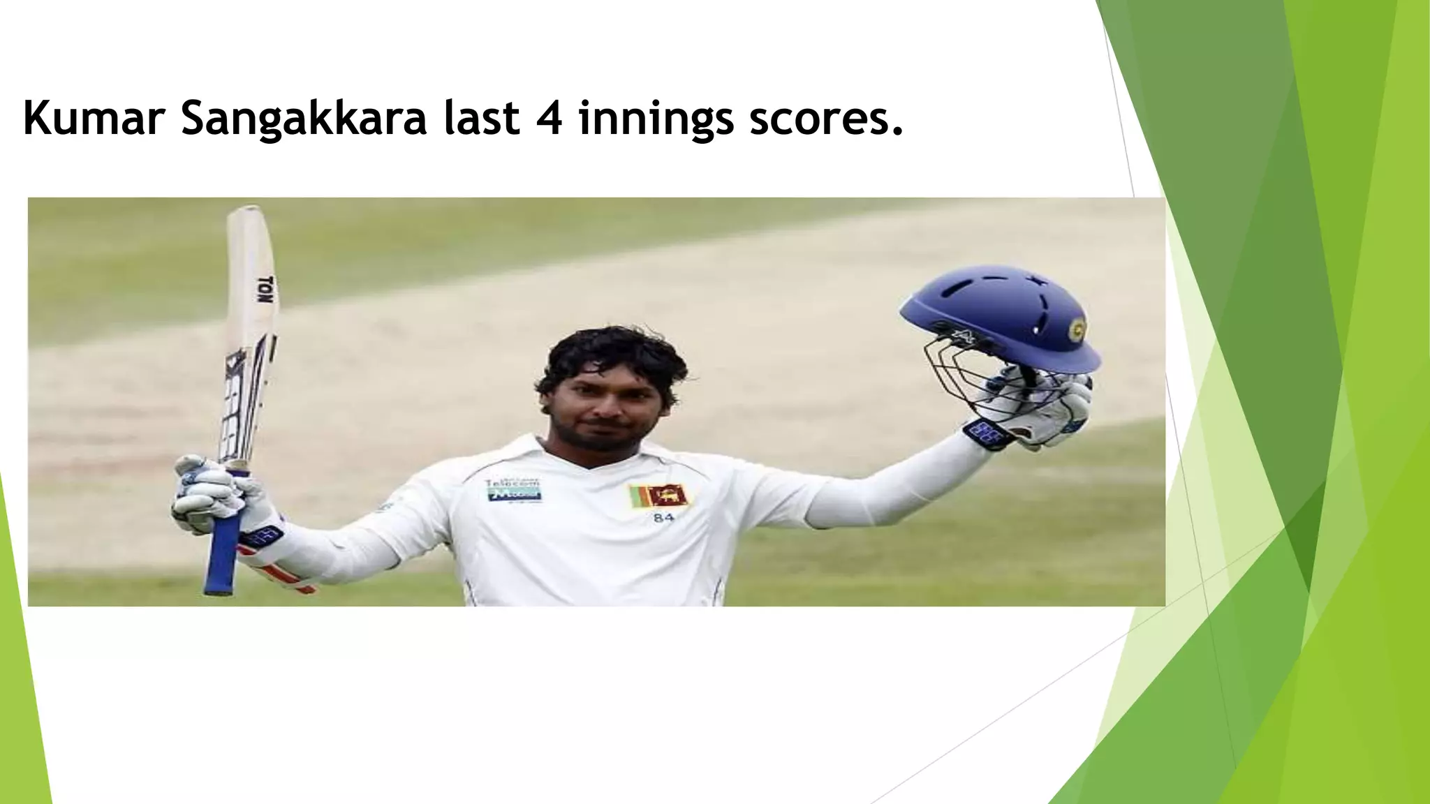 Kumar Sangakkara last 4 innings scores.
 