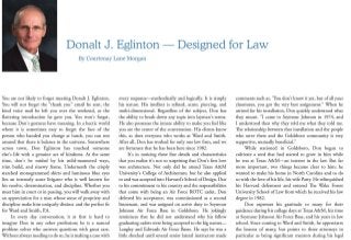 Ward and Smith, P.A. 2009 Annual Review - Donalt J. Eglinton Profile