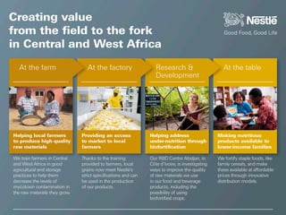 The challenges:
• Kenya’s semi-arid lands experience
low, erratic rainfall
• Rising population is leading to:
- smaller farm sizes; water, tree
cover and land degradation;
and lower crop yields
• Reduced productivity from:
-price distortions, ineffective land
distribution and unfavourable
land tenure
• Poor innovation adoption among
smallholder farmers
• Exclusion of smallholder farmers
from policy-making forums
KARI-McGill Food Security Research Project
Innovating for resilient farming systems
Goal: To develop innovative strategies for accelerating large-
scale adoption and scaling-up of resilient farming systems
The project aims to:
• Understand traditional food and indigenous knowledge
systems
• Identify gendered drivers of food insecurity
• Catalyze adoption of agricultural innovations and assess their
impacts
• Assess mechanisms of up-scaling resilient farming practices
• Increase access to and consumption of nutritional, locally-
produced foods
• Enhance access to local markets and diversify household
livelihoods
• Contribute to resilience-focused policies and knowledge
dissemination for improved food security, livelihoods and
environmental sustainability across the semi-arid regions
How we work:
• 54 primary farmer groups and 133 active secondary farmer
groups organized to conduct evaluative farm trials through
experiential and peer-to-peer learning
• Farmers prioritized innovations to guide research and training
• Over 5500 farmers trained in activities about agricultural and
livestock practices, nutrition, seed production and access to
produce markets
• Changes in farmers’ participation, knowledge and practices are
monitored by the research teams
• Findings are integrated among multiple stakeholders to
examine how to better inform policy development processes
karimcgill-foodsecurity.org
Principal Investigators:
Dr. Lutta Mohammad, KARI
Dr. Gordon Hickey, McGill University Photos: IDRC/PANOS, Sven Torfinn
 