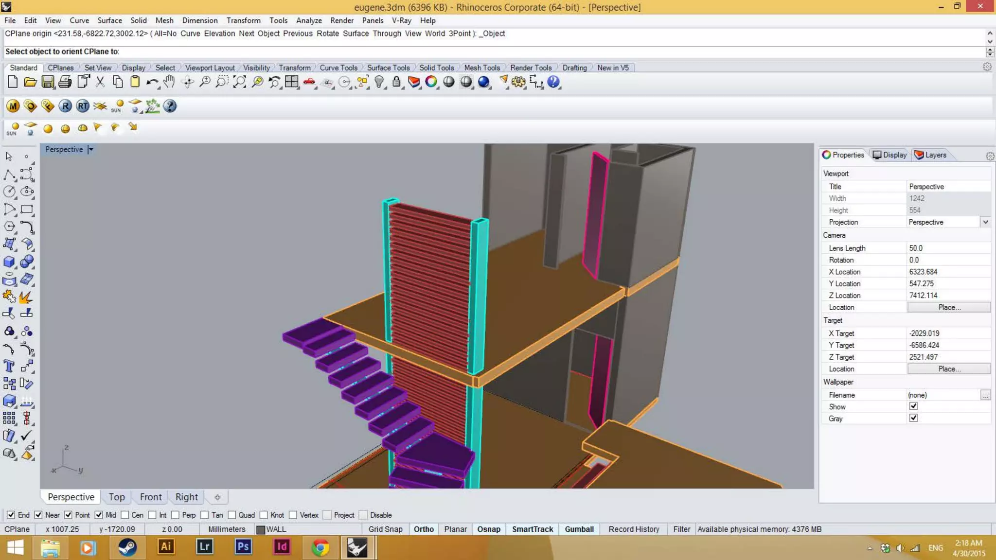 The columns are split by the floor.
 