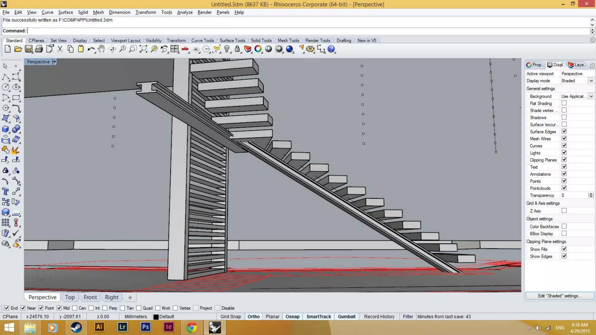 Extrude surface along curve to create I-beam.
 