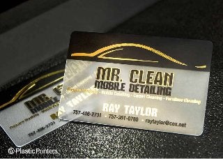 Mr Clean Mobile Detailing: Satin frosted business cards with gold foil stamp
 