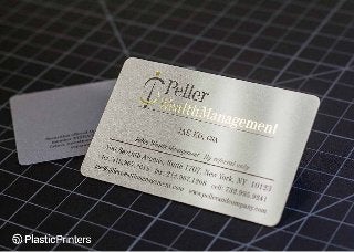 Peller Wealth Management: Silver metallic business cards with gold foil stamp
 