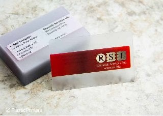 Reynolds Services Inc “RSI”: Red and frosted business cards with rose gold foil logo
 