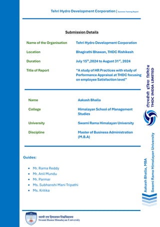Performance Appraisal and HR Practices at THDC Summer Internship Report ...