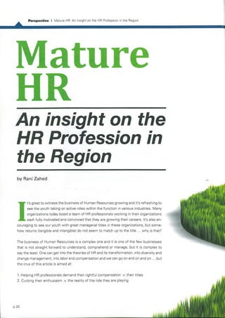 Article - Mature Human Resources