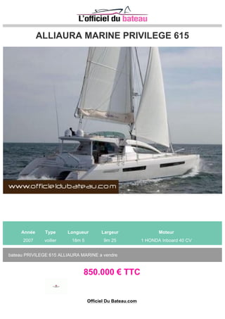 HANSE 445
YANMAR 4JH4E 75 CV
180000€
Bateau de 1ere main à l#039;état neuf , très équipé disposant de 3
cabines doubles dont une Master propriétaire à l#039;avant avec sa sdb
wc privative. Pont teck . Propulseur etc A voir absolument . Inventa...
 