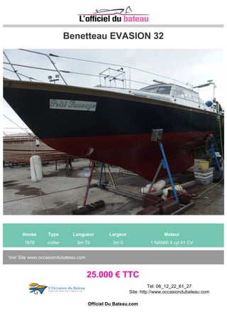 JEANNEAU SUN ODYSSEY 40
Année Type Longueur Largeur Moteur
2002 voilier 12m 2 3m 95 1 YANMAR Inboard 56 CV
bateau SUN ODYSSEY 40 JEANNEAU a vendre
94.128 € TTC
Officiel Du Bateau.com
 