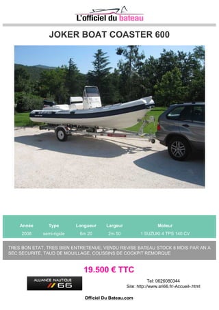 BENETEAU FIRST 36.7
Année Type Longueur Largeur Moteur
2006 voilier 10m 98 3m 45 1 VOLVO Inboard 29 CV
Barca in buono stato, poco usata.Bulbo in PIOMBO 2,20 MT, Albero a 3 ordini con sartiame a tondino,
Attrezzatura spi (mai usata), Tangone in carbonio (mai usato), Randa e Fiocco in dacron in Pentex
(Montefusco), Genoa Medio e Pesante in Pentex (Montefusco), Winches manovra harken...
78.000 € TTCImage type unknown
http://www.officieldubateau.com/
Officiel Du Bateau.com
 