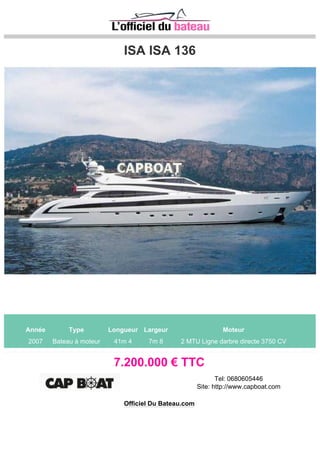 KELT Sea Hawk 285
Année Type Longueur Largeur Moteur
2008 semi-rigide 8m 45 2m 54 2 Evinrude E-Tec 225 CV
49.500 € TTC
Tel: 0626063731
Site: http://www.beaupre-marine.fr
Officiel Du Bateau.com
 