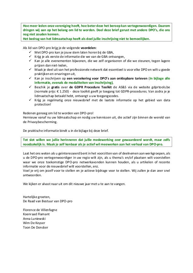 De Visie Van Dpo Pro Het Lidmaatschap Van De Beroepsvereniging