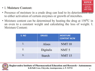 Physical Evaluation of Crude Drugs | PPTX