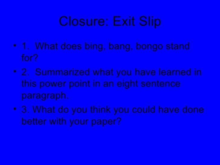 Five paragraph essay bing bang bongo
