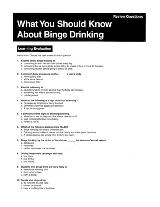 Binge drinking quiz