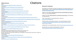 Slide pictures
What is
https://csd.wisc.edu/images/Autism_Spectrum_Disorder-1.jpg
Characteristics
https://upload.wikimedia.org/wikipedia/commons/a/ab/Fragx-1.jpg
indicators
http://img.medicalxpress.com/newman/gfx/news/2014/autism.jpg
prevalence
http://thefullertoninformer.com/wp-content/uploads/2014/04/rate-ride-autism.jpg
Asperger syndrome
http://www.interactivekidsllc.com/wp-content/uploads/2011/11/Import-of-SS.jpg
Triggers of
https://upload.wikimedia.org/wikipedia/commons/e/ef/Ben_Jigsaw_Puzzle_Puzzle_Puzzle.png
Behaviors
Processing Disorder
http://a57.foxnews.com/global.fncstatic.com/static/managed/img/Health/876/493/640_Autism.jpg?ve=1&tl=1
Neurotypical
https://encrypted-tbn3.gstatic.com/images?q=tbn:ANd9GcSI1A1fWE5e7wVmyXMGH0PGKhjUT7jKdn_c8Ei3iPYZT4IioRf2
Misnomers
http://musicians4freedom.com/wp-content/uploads/2012/01/vaccty_dees.jpg
Meltdown vs temper tantrum
https://upload.wikimedia.org/wikipedia/commons/c/c3/Angry_girl.jpg
Role of teacher
https://upload.wikimedia.org/wikipedia/commons/7/72/Opening_a_window_to_the_autistic_brain.jpg
Live
https://pixabay.com/static/uploads/photo/2014/09/26/05/45/live-461731_640.png
Icons
https://c1.staticflickr.com/9/8397/8749680396_b9fe53781e_b.jpg
Social Stories
https://upload.wikimedia.org/wikipedia/commons/4/4e/US_Navy_061026-N-5271J-
014_Jennifer_Tonder_(right),_a_teacher's_aide_for_a_3rd-4th_grade_multi-
age_class,_discusses_the_various_books_available_from_the_Reading_Is_Fundamental_(RIF)_grant_given_to_Sasebo_Ele
mentary_School_with.jpg
Critical Thinking
https://c2.staticflickr.com/8/7319/9602545478_048121b4aa_b.jpg
multiple intelligences
http://cf.ltkcdn.net/autism/images/std/162342-425x283-child-and-adult-working-together.jpg
screening
http://pirun.kps.ku.ac.th/~b522060226/link5.html
Research citations
My Aspergers Child: Asperger’s and High-Functioning Autism: Fact Sheet for Teachers. (n.d.).
Retrieved October 1, 2015, from http://www.myaspergerschild.com/2013/08/aspergers-
and-high-functioning-autism.html
Magnusen, Christy (2006). Teaching Children with Autism and Related Spectrum Disorders.
London, UK: Jessica Kingsley Publishers.
Gargiulo, R. M. (2014). Special education in contemporary society (5th ed.). Thousand Oaks,
CA: Sage Publications.
Home | Autism Speaks. (n.d.). Retrieved October 1, 2015, from
https://www.AutismSpeaks.org
A Parent's Guide to Autism Spectrum Disorder. (n.d.). Retrieved September 28, 2015.
http://www.nimh.nih.gov/health/publications/a-parents-guide-to-autism-spectrum-
disorder/index.shtml#pub6
GAIN Grantham. (n.d.). Retrieved October 1, 2015, from http://www.gain-grantham.co.uk/
New, M. (2012, June 1). Autism. Retrieved October 1, 2015, from
http://kidshealth.org/kid/health_problems/brain/autism.html
Citations
 