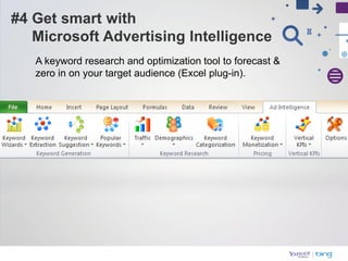 A keyword research and optimization tool to forecast &
zero in on your target audience (Excel plug-in).
 