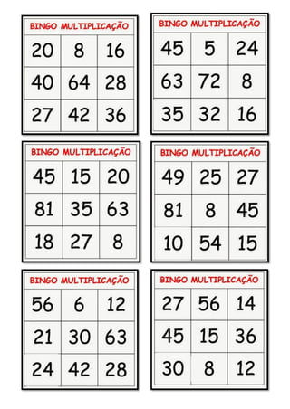 Bingo matemático: audição, prática de números: Português→estrangeiros