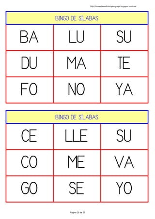 Bingo silábico | PDF