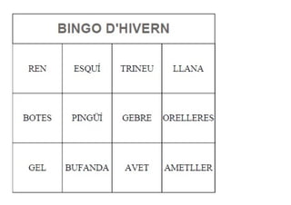 Bingo hivern imatges i paraules