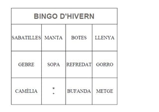Bingo hivern imatges i paraules