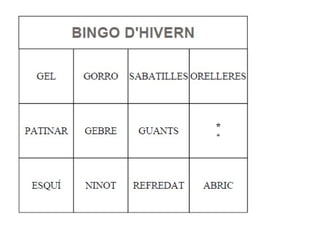 Bingo hivern imatges i paraules