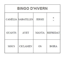 Bingo hivern imatges i paraules