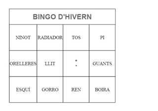 Bingo hivern imatges i paraules