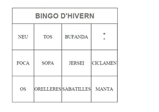 Bingo hivern imatges i paraules