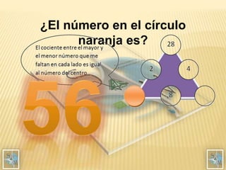 ¿El número en el círculo
naranja es?
 