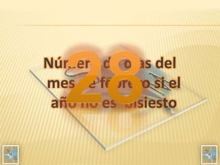 Número de días del
mes de febrero si el
año no es bisiesto
 