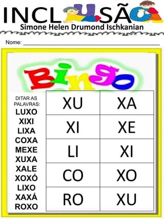 Família silábica alfabetização letra X