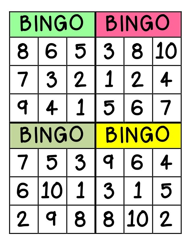 Bingo numbers 1 10